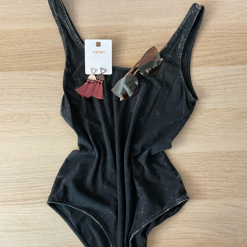 Acid Wash Charcoal Bodysuit